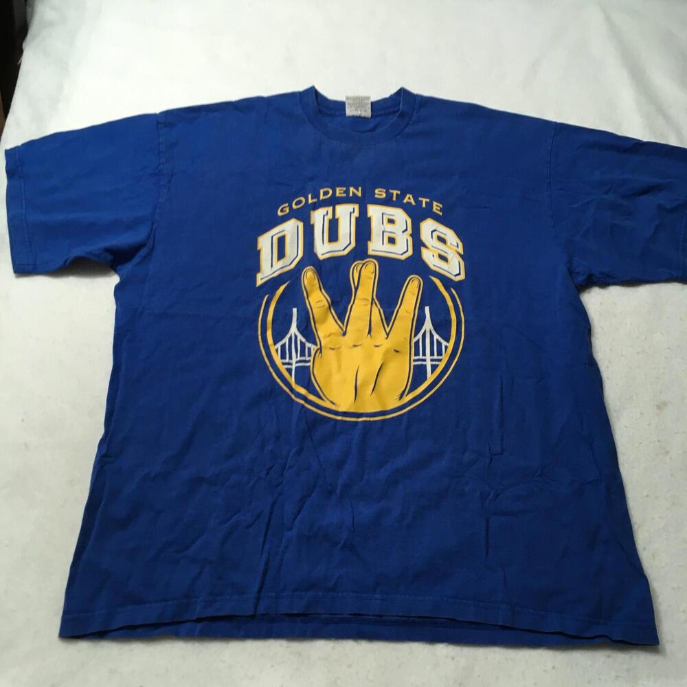 Golden State Warriors Men T-Shirt 3XL Blue DUBS W graphic hand